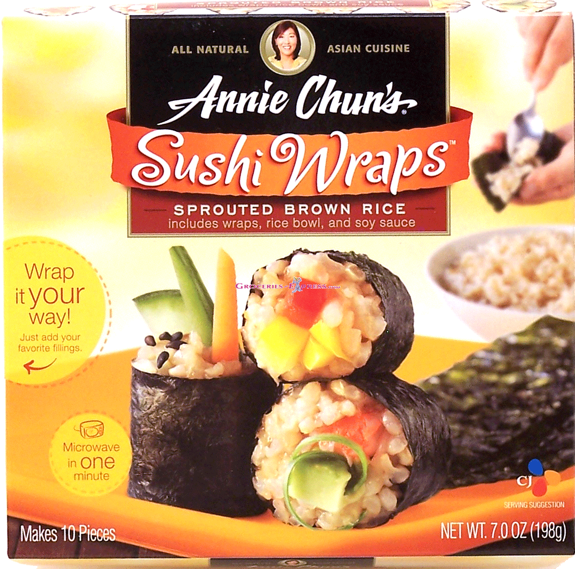 Annie Chun's Sushi Wraps sprouted brown rice includes wraps, rice bowl, and soy sauce, makes 10 pieces Full-Size Picture